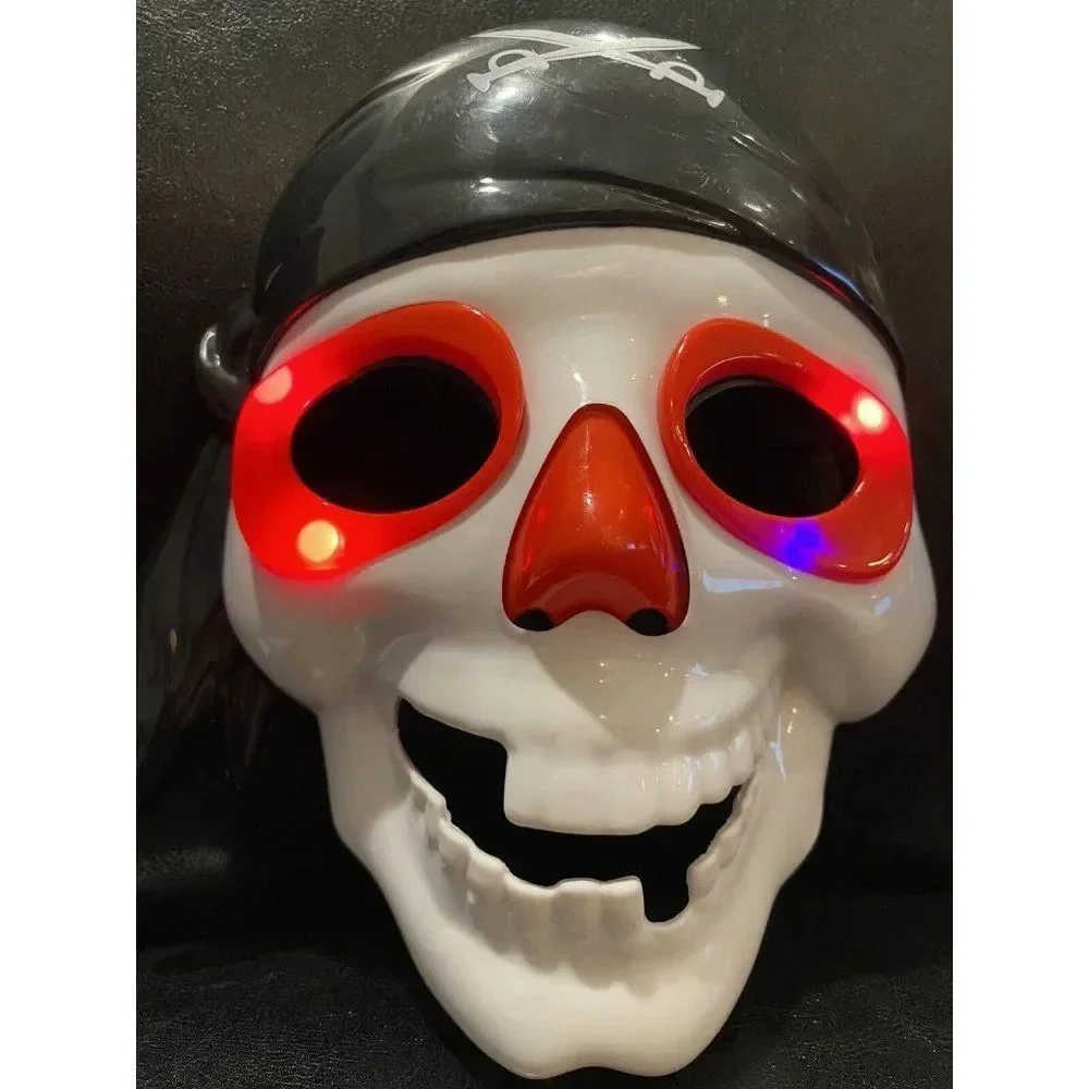 Halloween Kid Size Skeleton Pirate Light Up Hard Plastic Mask